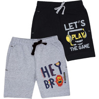 Kyda Kids Unisex Cotton Printed Regular Fit Shorts - Multicolor(Pack Of 2)