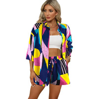 Kzully Polyester Casual Style Printed Beach Wear For Women Co Ord Set Two Piece Dress Top Short And Shrug Beach Dresses For Women Blue-Pink