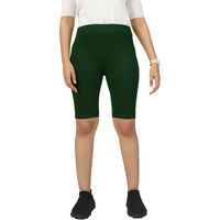 Kyda Girls's Stretchable Anti Bacterial Cycling Shorts, Yoga & Workout Gym Shorts (Bottel Green 9-10 Yr)