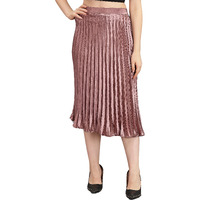Kzully | Elegant Ensemble Satin Midi Skirts For Women & Girls Burgundy