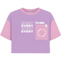 Kyda Kids Girls Printed Half Sleeve Cotton Crop Top (Pack Of 1) Lavender