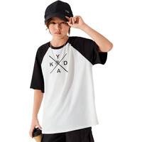 Kyda Kids Boys Round Neck Printed Raglan Half Sleeve Black And White Pure Cotton Oversized Tshirt (Pack Of 1)