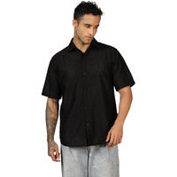 Leriya Fashion Men's Solid Regular Fit Shirt (Lf-Ms-6166_Black