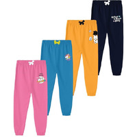 Kyda Kids 100% Pure Cotton Printed Regular Fit Track Pants For Girls (Pack Of 4)