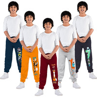 Kyda Kids 100% Cotton Kids Casual Printed Track Pant For Boys & Girls (Pack Of 5)(K-Foxy-8-9Yr,Multicolor)