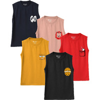 Kyda Kids Cotton Printed Summer Vests For Boy's (Pack Of 5)(Kk-Boys-Vest-C2-5-6Y,Multicolor)