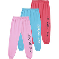 Kyda Kids Girls Cotton Printed Cuffed Angle Track Pant - (Pack Of 3)(K-Cool Bear-C2-7-8Y,Multicolor)