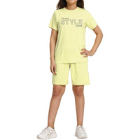 Kyda Kids 100% Pure Cotton Premium Chest Printed Tshirt And Short Set For Girls (Pack Of 1) Light Ivory