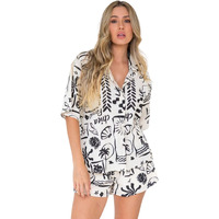 Leriya Fashion Women Rayon Printed Beach Outfits | Co Ord Set Stylish | Pajama Set | Shorts Co Ord Set (Lf-W2247&Sh289-S-White)