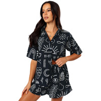 Leriya Fashion Women Rayon Pyjama Sets Black L