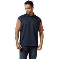 Leriya Fashion Men's Color Block Oversized Fit T-Shirt (Lf-Mt-1097_Blue