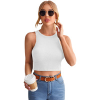 Leriya Fashion Women's & Girls' Solid Asymmetrical Round Neck Cotton & Rayon Crop Top (Medium, Grey)