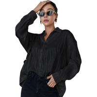 Leriya Fashion Shirts For Women  Korean Style Long Sleeve Oversized Button Down | Plus Size Workwear Top For Office & Casual Wear