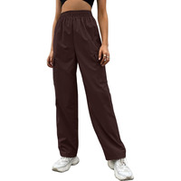 Leriya Fashion Womens Parachute Cargo Pants  High Waist Flared Korean Trousers With Pockets | Trendy Casual Wear For Daily & Travel Use Coffee