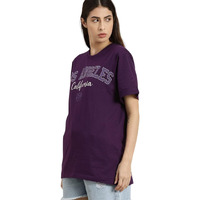 Litzo Women's Letter Print Oversized Loose Fit T-Shirt (L-71-M)