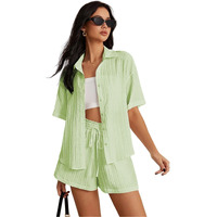 Leriya Fashion Women's Poly Lycra Blend Solid Regular Western Co Set (Lf-W.Co-Ord Set-W2274&Sh305_Green