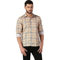 Lookmark Casual Cotton Blend Shirt For Men Shirt For Men(Shirt 28-S) Beige