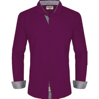Lookmark Men's Cotton Blend Febric Shirt And Spread Collar With Full Sleeve In Solid Colors (Az-Lm-Og-Shirt 78 Purple-M)