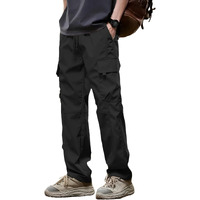 Lymio Men Cargo || Cotton Cargo Pants For Men || Regular Fit High Rise Solid Pants (Cargo-110-Black-3Xl)