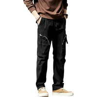 Lymio Men's Fashion Regular Fit High Rise Solid Cargo Pants Black (Cargo-82-Black-S)