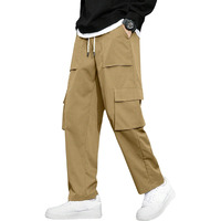 Lymio Men's Fashion Regular Fit High Rise Solid Cargo Pants Khakhi (Cargo-23-Khakhi-3Xl)