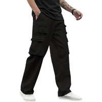 Lymio Men Mid Rise Cotton Cargo Pants (Cargo-41-Black-3Xl)