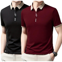 Lymio Polo T Shirt For Men || Men Casual T-Shirt || Polo Available In Combo Pack Of 2 (Polo-55-57-Black-Maroon-L)