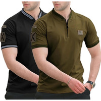 Lymio Polo T Shirt For Men || Men Casual T-Shirt || Polo Available In Combo Pack Of 2 (Polo-51-52-Black-Olivegreen-Xl)