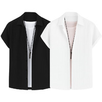 Lymio Stylish Casual Regular Fit Shirt For Men|| Men Regular Fit Shirt (Available In Combo Packs) (S-Kent-Black-White-Xl)