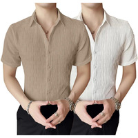 Lymio Casual Regular Fit Shirt For Men || Regular Fit || Stylish || Men Shirt (Available In Combo Packs) (Zaizag-Khakhi-White-S)