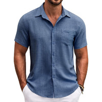 Lymio Regular Fit Shirt For Men|| Men Stylish Regular Fit Shirt (Resort-Slub) (In, Alpha, S, Blue)