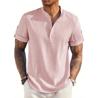 Lymio Regular Fit Shirt For Men|| Men Stylish Shirt (Short-Kurta-Shirt-04-Pink-L)
