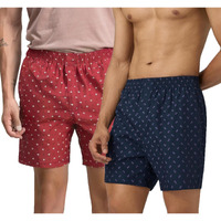 Lymio Men's Cotton Printed Boxer Casual | Underwear | Half Short Pant-Regular Fit With Back Pocket | Available In Combo Pack Of 2 (Boxer-Shorts-Blue-Red-2Xl)