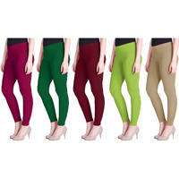 Lyra Women Solid Premium Cotton Ankle Length Leggings | Mid-Waist | Fashionwear