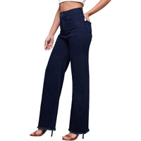 Miss Chase Women's Wide Leg High Rise Regular Length Stretchable Denim Jeans (Mcaw24Den79-32-319-32, Midnight Blue, 32)