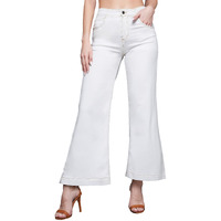 Miss Chase Women's Flared Mid Rise Ankle Length Stretchable Denim Jeans (Plus Size)(Mcaw21Den10-88-82-36, White, 36)