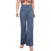 Miss Chase Women's Wide Leg High Rise Regular Length Stretchable Denim (Plus Size) Jeans (Mcss22Den12-36-352-28, French Blue, 28)