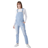 Miss Chase Women's Light Blue Regular Fit Mid Rise Regular Length Ripped Denim Dungaree (Mcss20Den99-26-158-34_Light Blue_34)