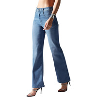 Miss Chase Women's Wide Leg High Rise Regular Length Stretchable Flared Cargo Style Denim Jeans (Mcaw24Den79-32-350-30, Baby Blue, 30)