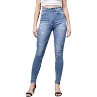Miss Chase Women's Blue Skinny High Rise Mild Distress Regular Stretchable Denim Jeans (Mcss22Den12-43-115-32, 32, Blue)