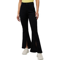 Miss Chase Women's Bootcut High Rise Clean Look Regular-Length Stretchable Denim Jeans (Mcss23Den12-45-62-32, Black, 32)