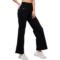 Miss Chase Women's Wide Leg High/Mid Rise Regular Length Jeans (Plus (Mcss24Den79-02-328-34, Ink Black, 34)