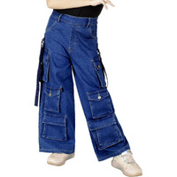 Naughty Ninos Girls Dark Blue Cotton Denim Cargo Pants (Nn00004Pnt_5-6 Years)