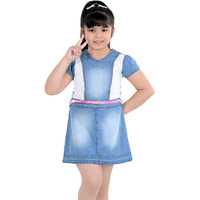 Naughty Ninos Girl's Cotton A-Line Knee-Length Casual Dress (Dresses_New0834Drs_Blue_7-8 Years)