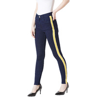 Miss Chase Women's Navy Blue Skinny Twill Tape Denim Stretchable Jeans(Mcaw18Den02-95-71-34,Navy Blue,34)