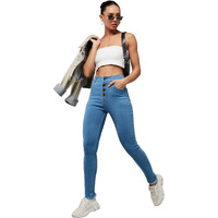 Miss Chase Women's Skinny High Rise Cropped Stretchable Denim Jeans (Mcss19Den08-20-329-30, Steel Blue, 30)