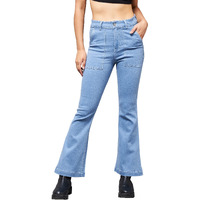 Miss Chase Women's Light Blue Bootcut High Rise Clean Look Regular Stretchable Denim Jeans (Mcss22Den12-19-158-28, Light Blue, 28)