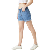 Miss Chase Women's Regular Length Mid Rise Denim Shorts(Mcss19Den09-02-115-32,Blue,32)