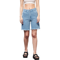 Miss Chase Women's Regular High Rise Above Knee Stretchable Denim Shorts (Mcaw24Den91-65-158-36, Light Blue, 36)