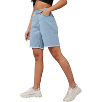 Miss Chase Women's Regular High Rise Stretchable Denim (Plus Size) Shorts (Mcaw24Den79-27-158-30, Light Blue, 30)